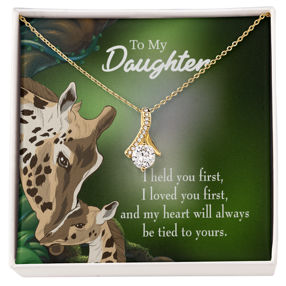 To My Daughter Mom Held You First Alluring Ribbon Necklace Message Card-Express Your Love Gifts