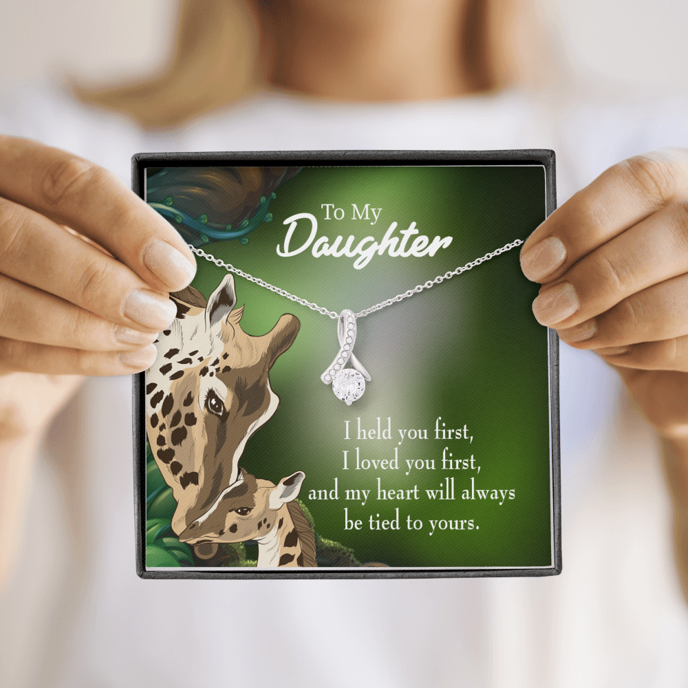 To My Daughter Mom Held You First Alluring Ribbon Necklace Message Card-Express Your Love Gifts