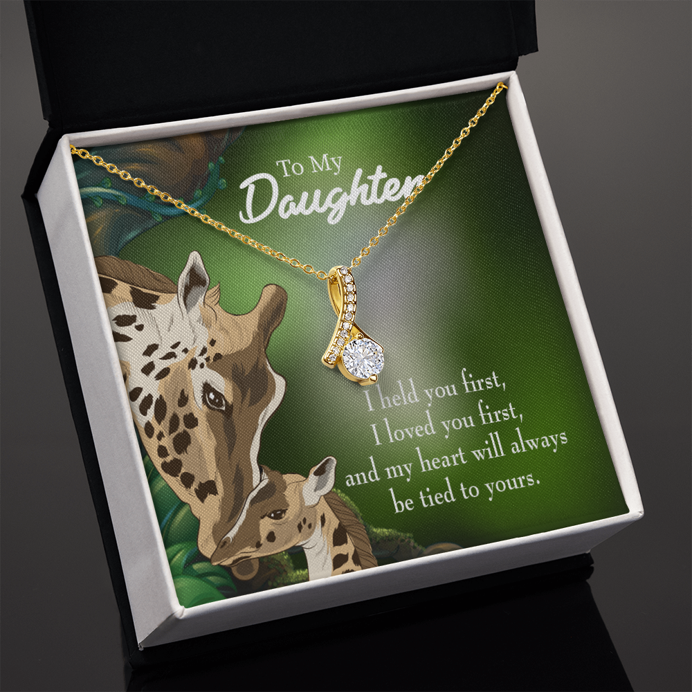 To My Daughter Mom Held You First Alluring Ribbon Necklace Message Card-Express Your Love Gifts