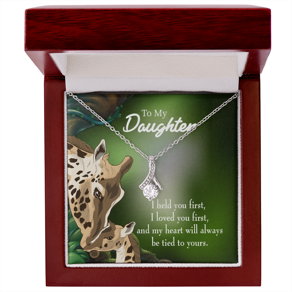 To My Daughter Mom Held You First Alluring Ribbon Necklace Message Card-Express Your Love Gifts