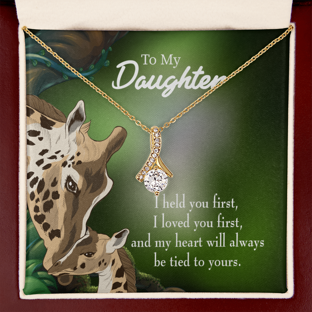 To My Daughter Mom Held You First Alluring Ribbon Necklace Message Card-Express Your Love Gifts