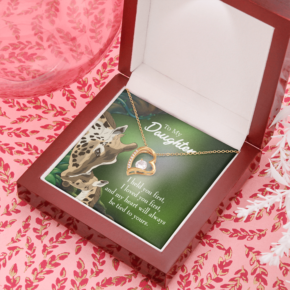 To My Daughter Mom Held You First Forever Necklace w Message Card-Express Your Love Gifts