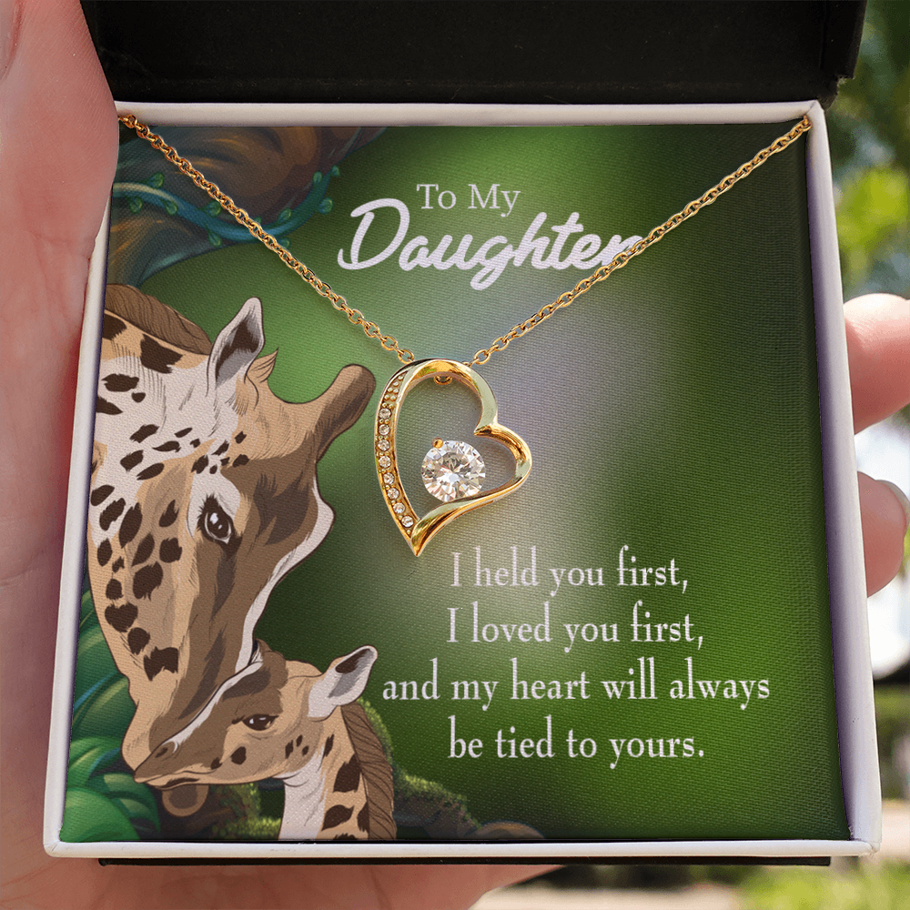 To My Daughter Mom Held You First Forever Necklace w Message Card-Express Your Love Gifts