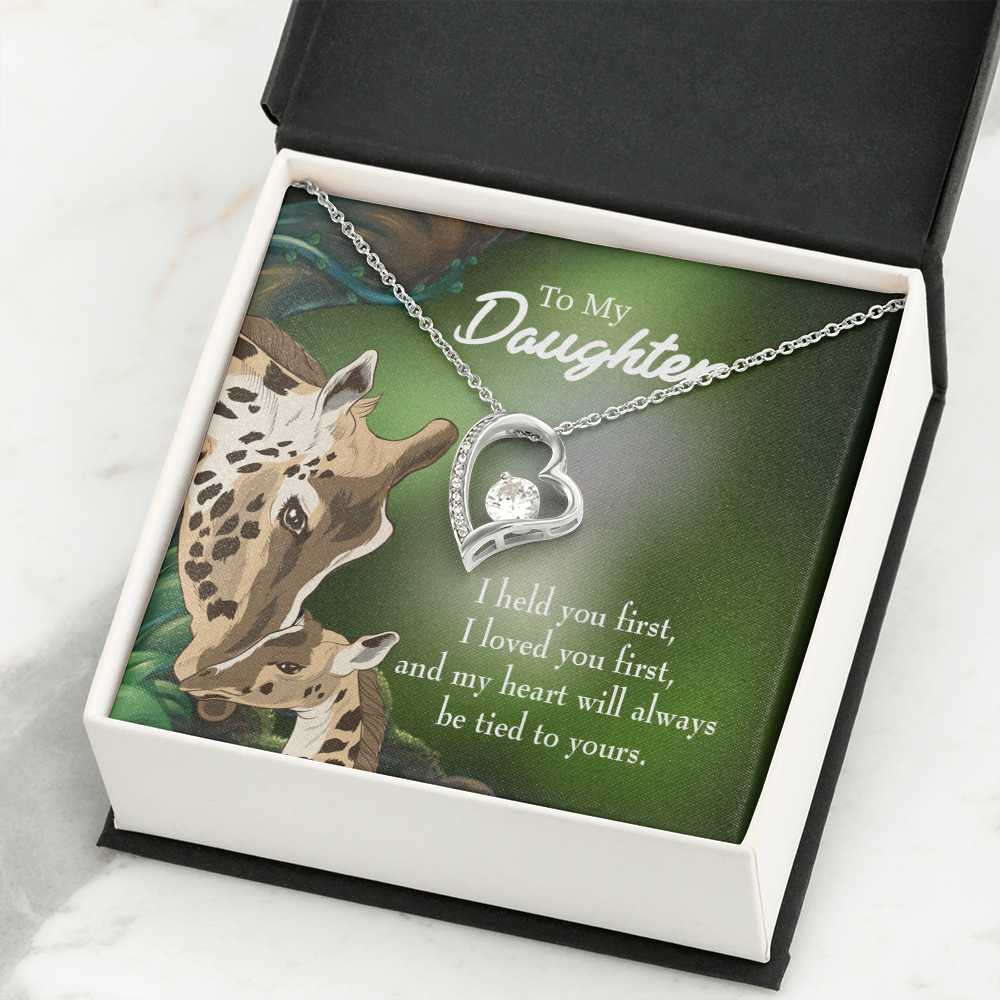 To My Daughter Mom Held You First Forever Necklace w Message Card-Express Your Love Gifts