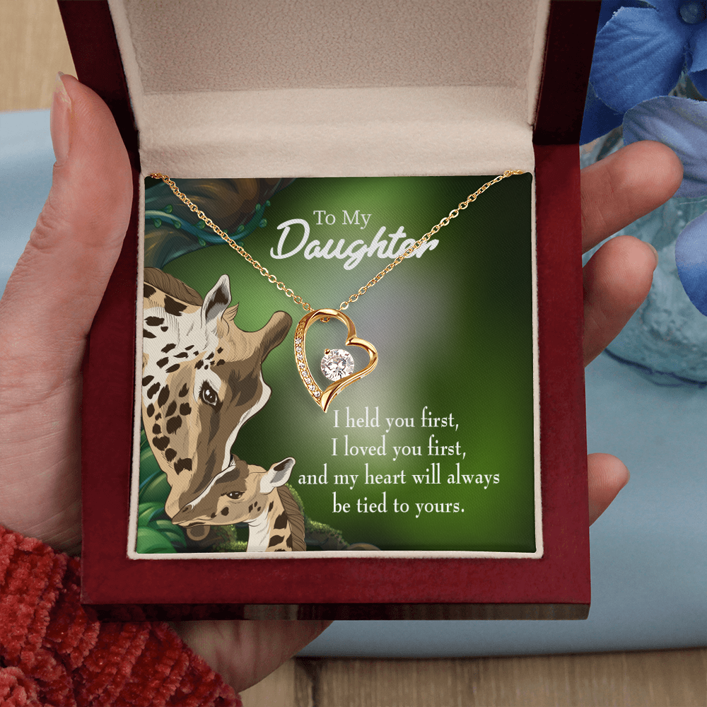 To My Daughter Mom Held You First Forever Necklace w Message Card-Express Your Love Gifts