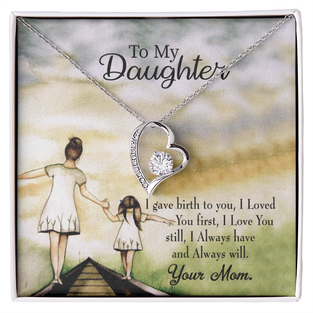 To My Daughter Mom Loved You First Forever Necklace w Message Card-Express Your Love Gifts