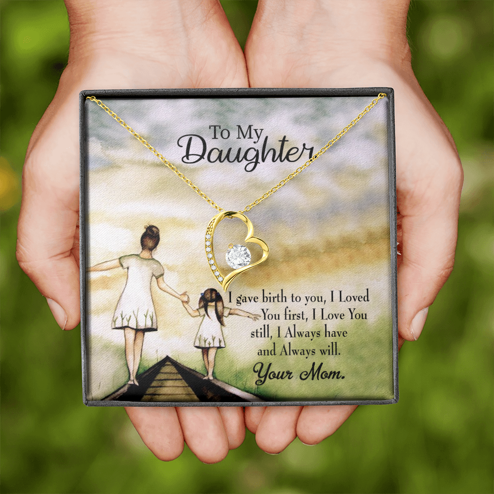 To My Daughter Mom Loved You First Forever Necklace w Message Card-Express Your Love Gifts