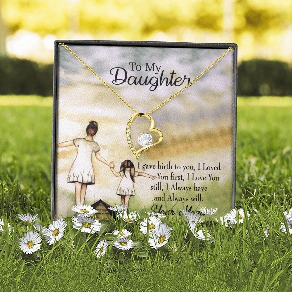 To My Daughter Mom Loved You First Forever Necklace w Message Card-Express Your Love Gifts