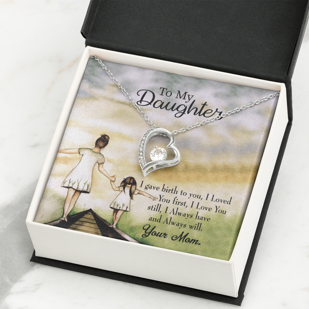 To My Daughter Mom Loved You First Forever Necklace w Message Card-Express Your Love Gifts