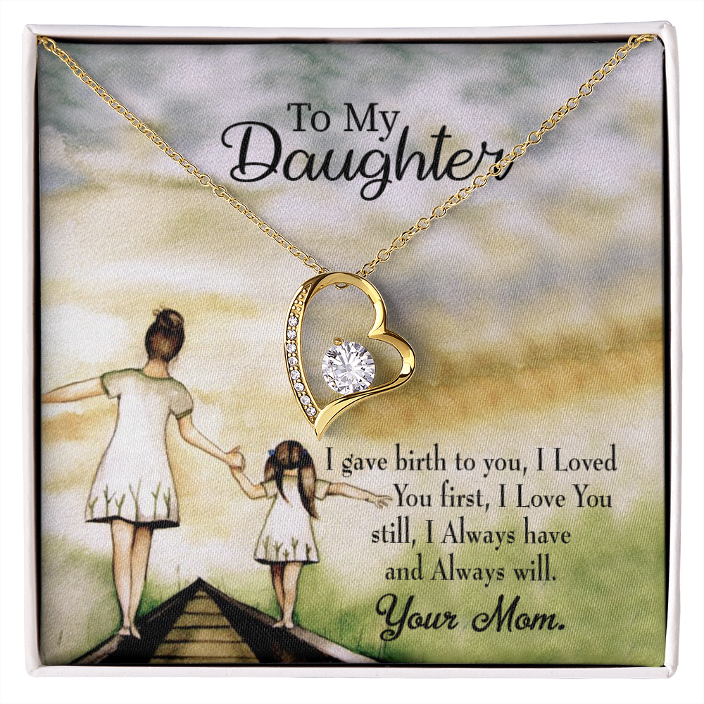 To My Daughter Mom Loved You First Forever Necklace w Message Card-Express Your Love Gifts