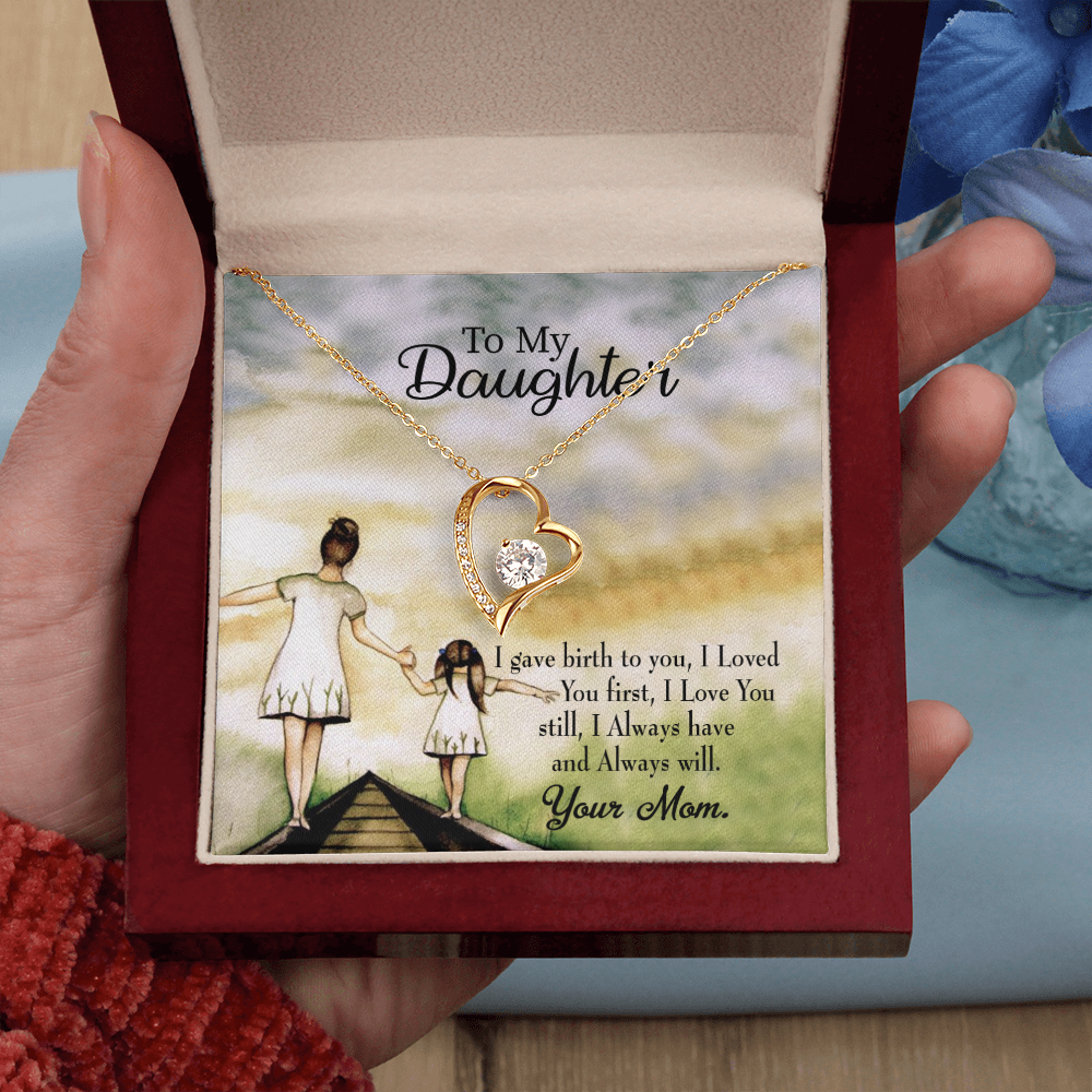 To My Daughter Mom Loved You First Forever Necklace w Message Card-Express Your Love Gifts