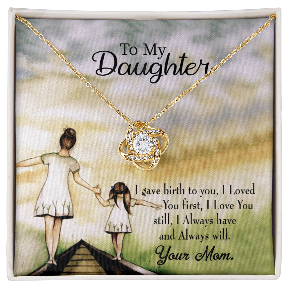 To My Daughter Mom Loved You First Infinity Knot Necklace Message Card-Express Your Love Gifts