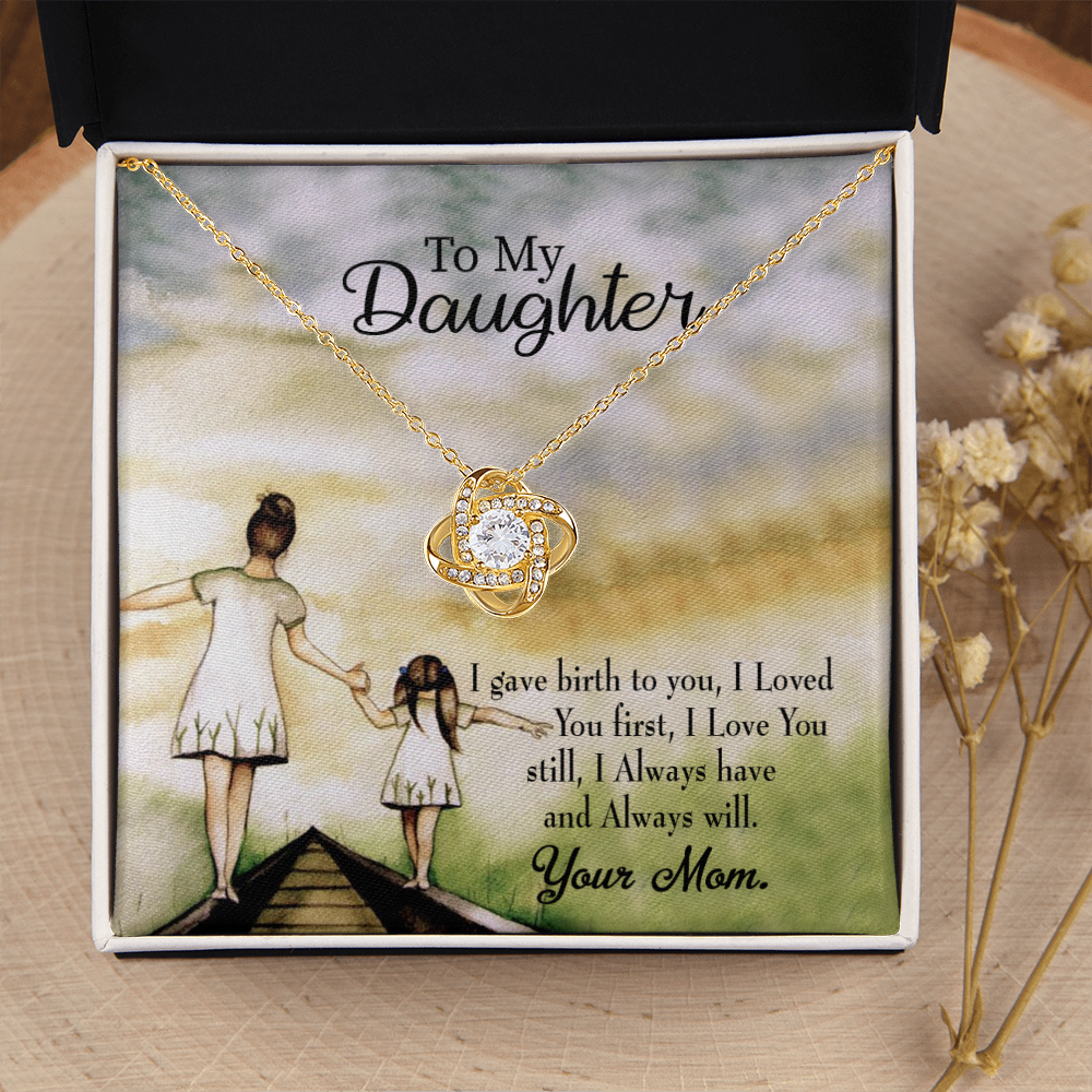 To My Daughter Mom Loved You First Infinity Knot Necklace Message Card-Express Your Love Gifts
