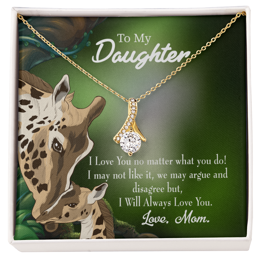 To My Daughter Mom Loves You No Matter What Alluring Ribbon Necklace Message Card-Express Your Love Gifts