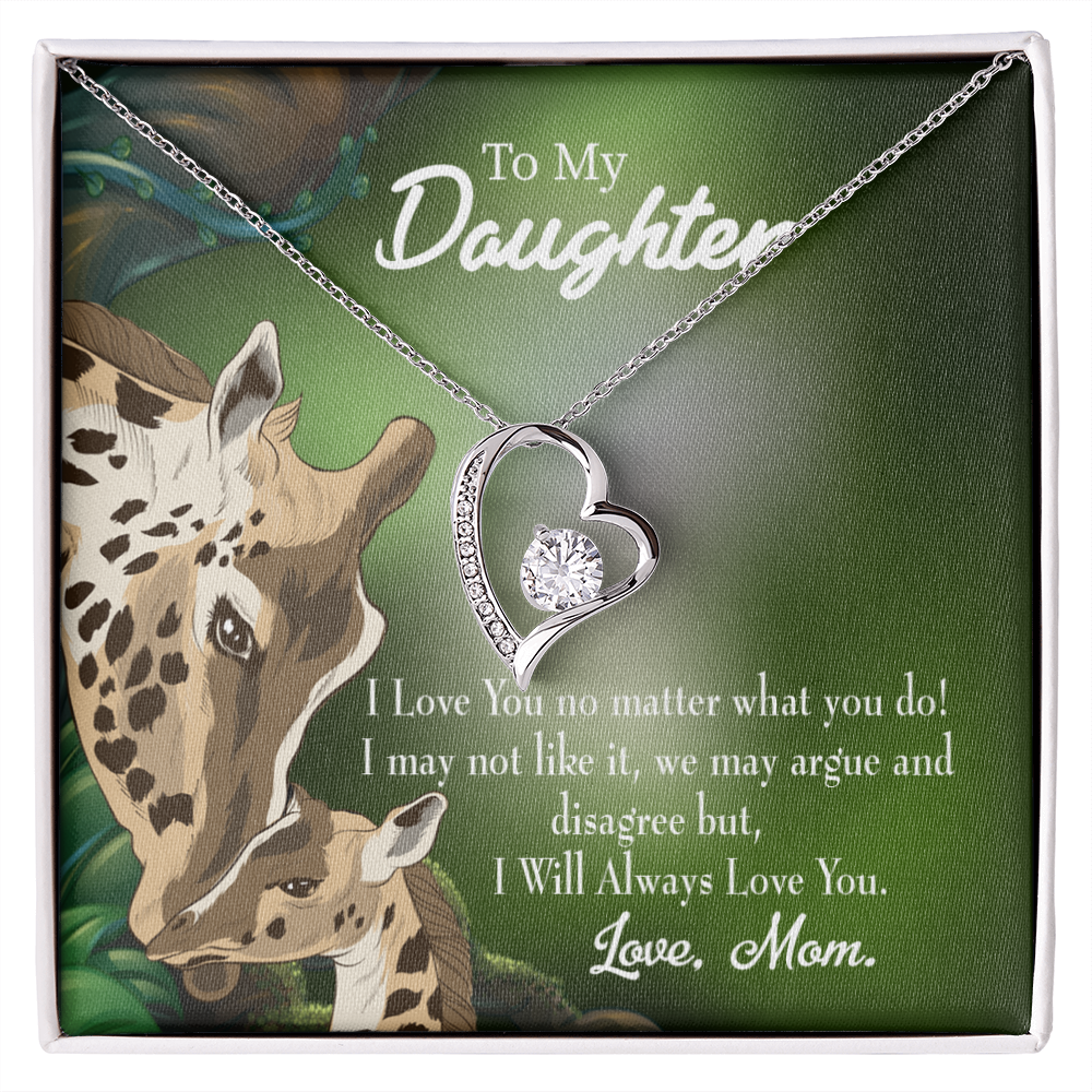 To My Daughter Mom Loves You No Matter What Forever Necklace w Message Card-Express Your Love Gifts