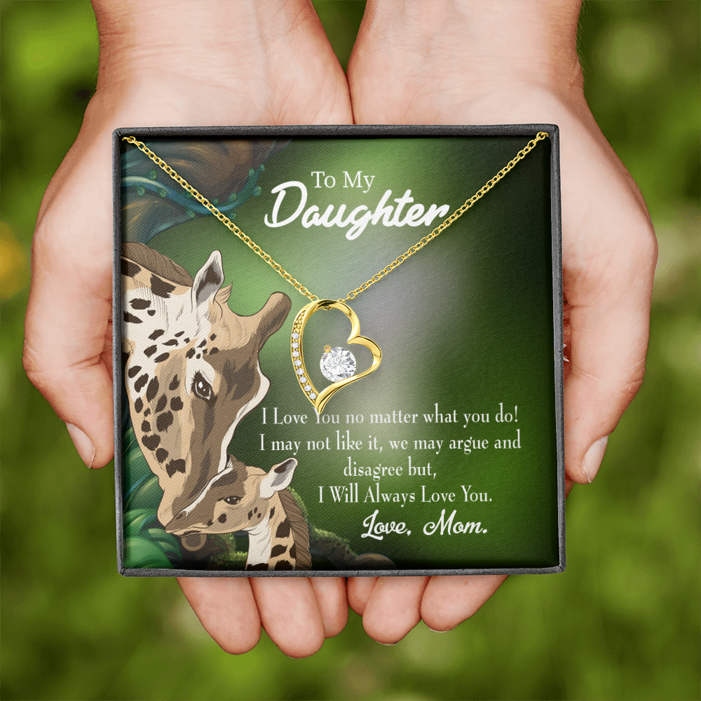 To My Daughter Mom Loves You No Matter What Forever Necklace w Message Card-Express Your Love Gifts