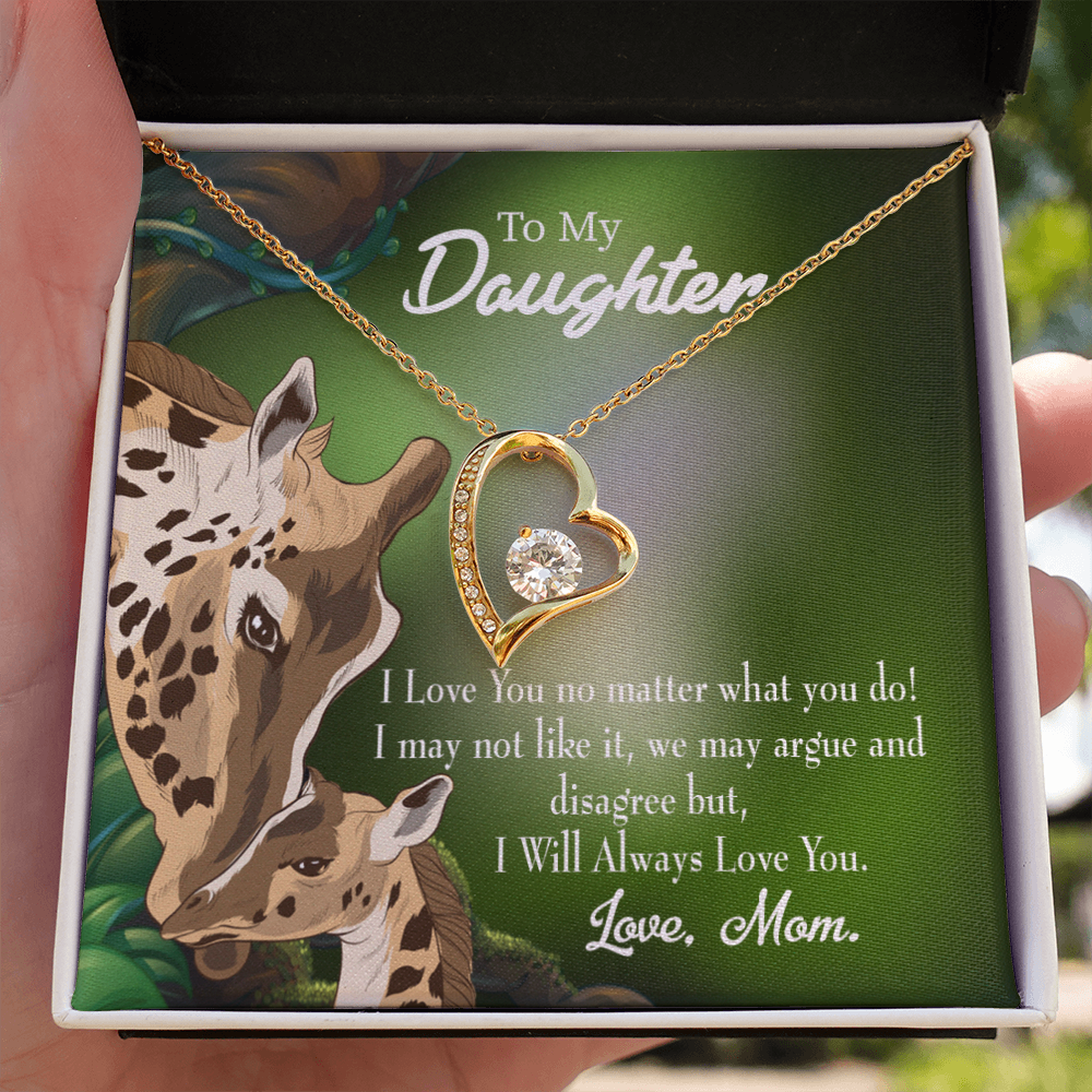 To My Daughter Mom Loves You No Matter What Forever Necklace w Message Card-Express Your Love Gifts