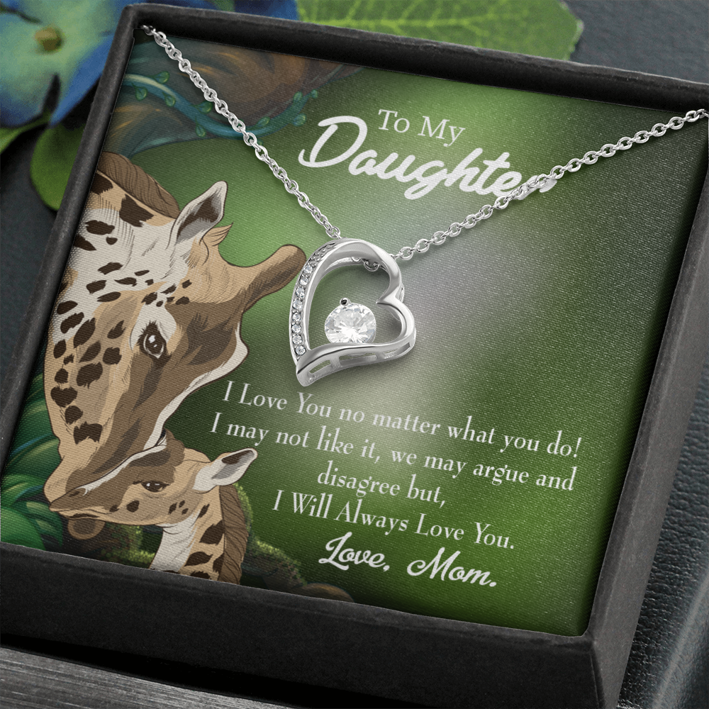 To My Daughter Mom Loves You No Matter What Forever Necklace w Message Card-Express Your Love Gifts