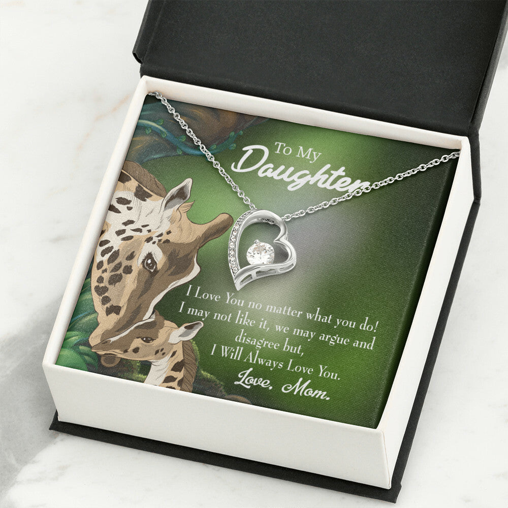 To My Daughter Mom Loves You No Matter What Forever Necklace w Message Card-Express Your Love Gifts