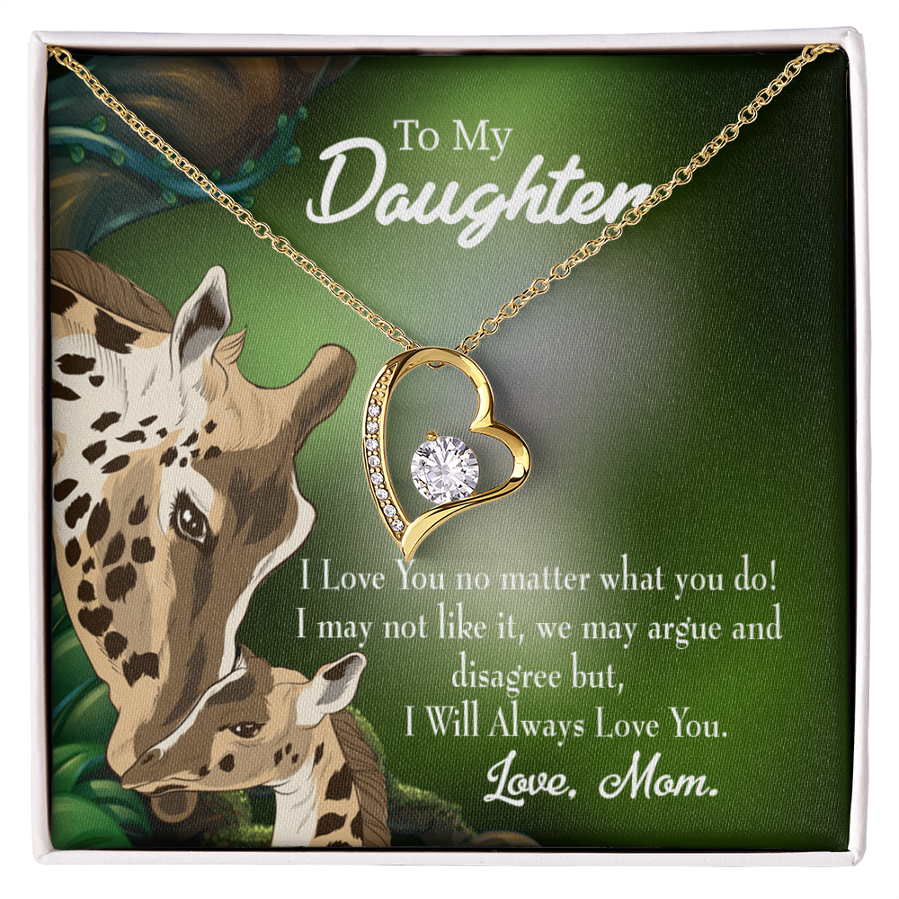 To My Daughter Mom Loves You No Matter What Forever Necklace w Message Card-Express Your Love Gifts