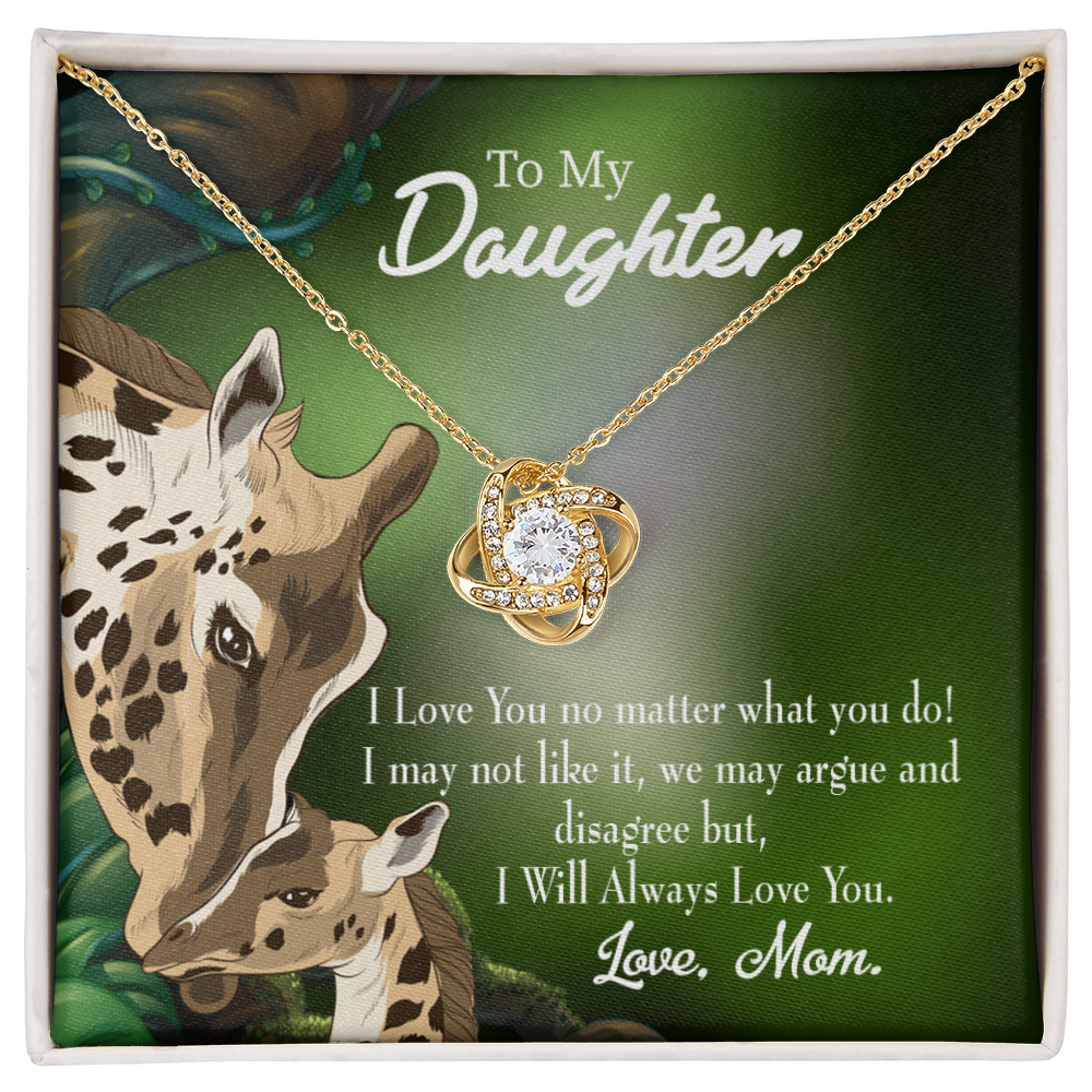 To My Daughter Mom Loves You No Matter What Infinity Knot Necklace Message Card-Express Your Love Gifts