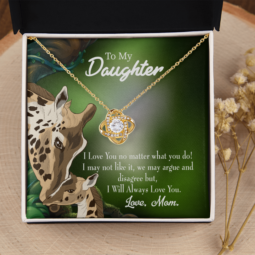 To My Daughter Mom Loves You No Matter What Infinity Knot Necklace Message Card-Express Your Love Gifts