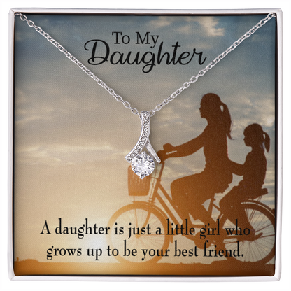 To My Daughter Mom's Little Girl Bestfriend Alluring Ribbon Necklace Message Card-Express Your Love Gifts