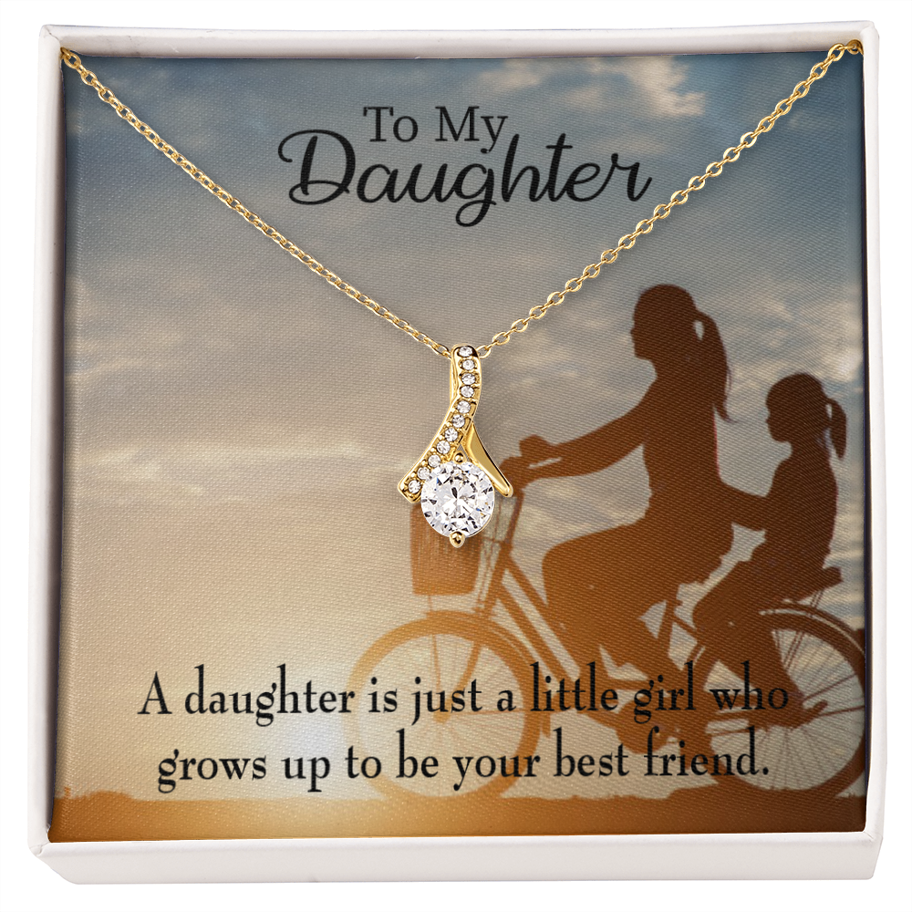 To My Daughter Mom's Little Girl Bestfriend Alluring Ribbon Necklace Message Card-Express Your Love Gifts