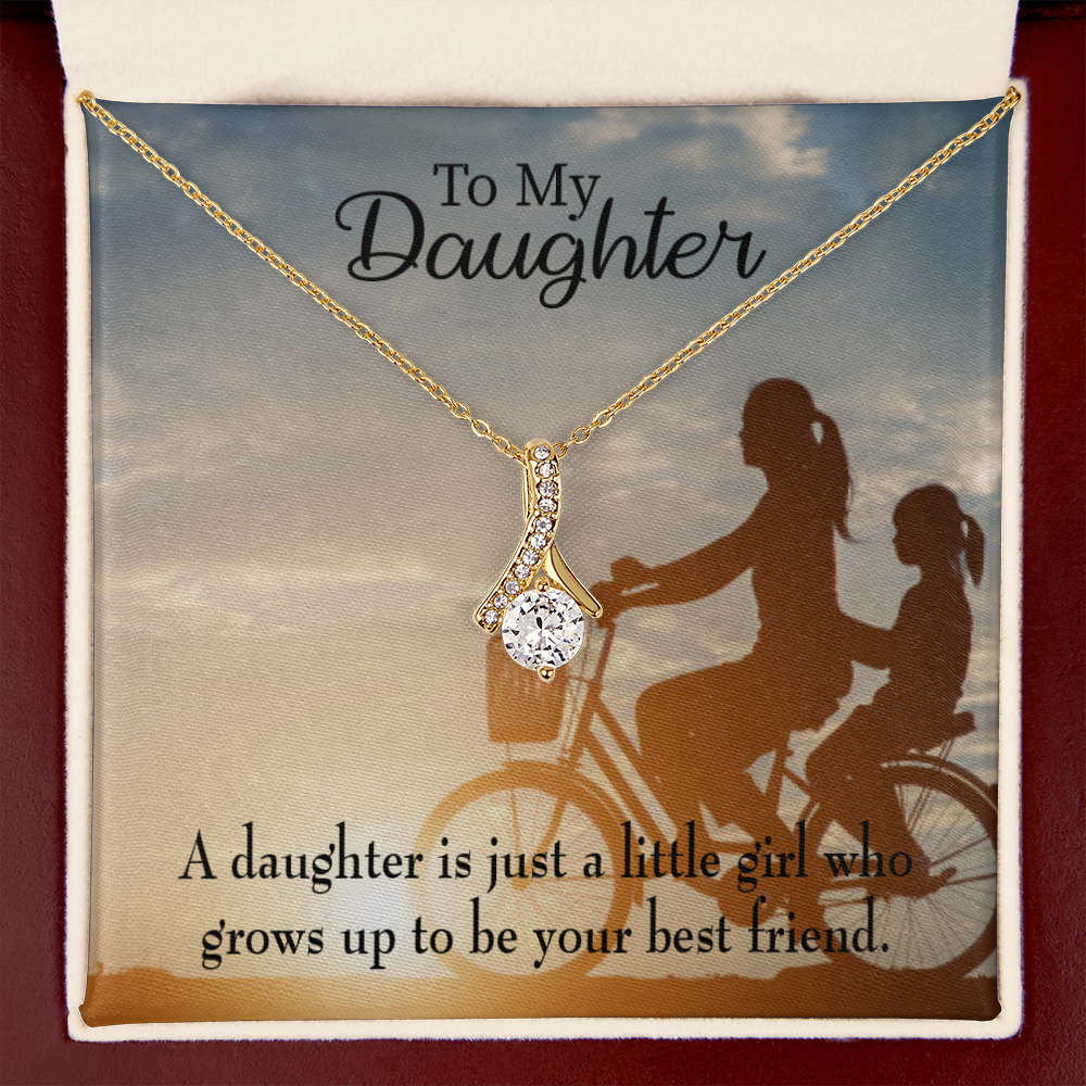 To My Daughter Mom's Little Girl Bestfriend Alluring Ribbon Necklace Message Card-Express Your Love Gifts