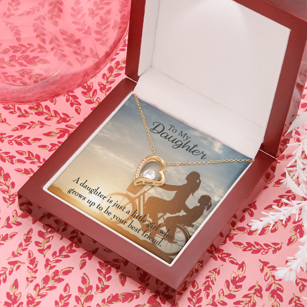 To My Daughter Mom's Little Girl Bestfriend Forever Necklace w Message Card-Express Your Love Gifts