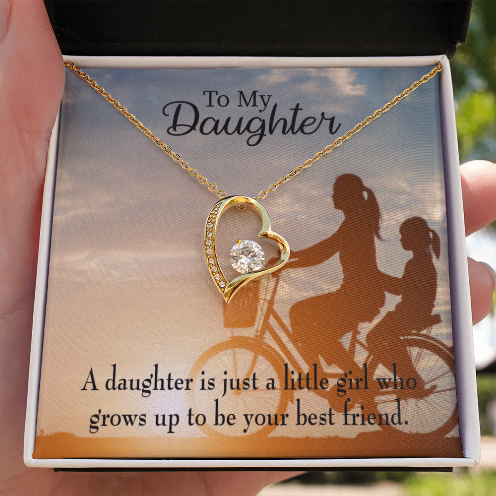 To My Daughter Mom's Little Girl Bestfriend Forever Necklace w Message Card-Express Your Love Gifts