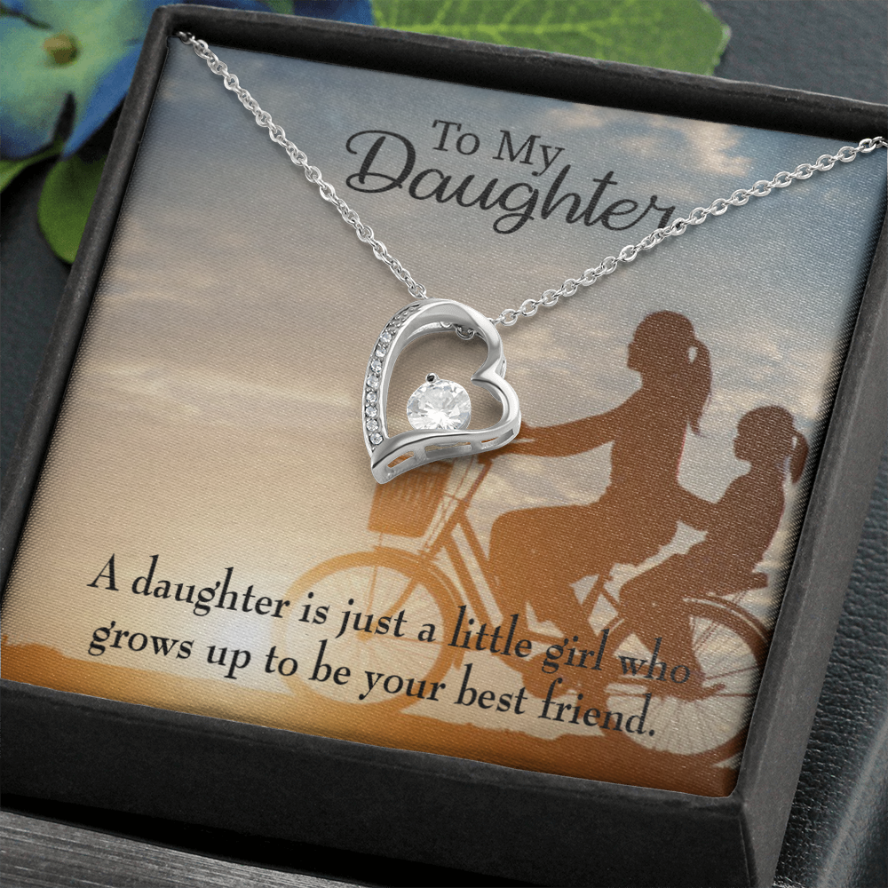 To My Daughter Mom's Little Girl Bestfriend Forever Necklace w Message Card-Express Your Love Gifts