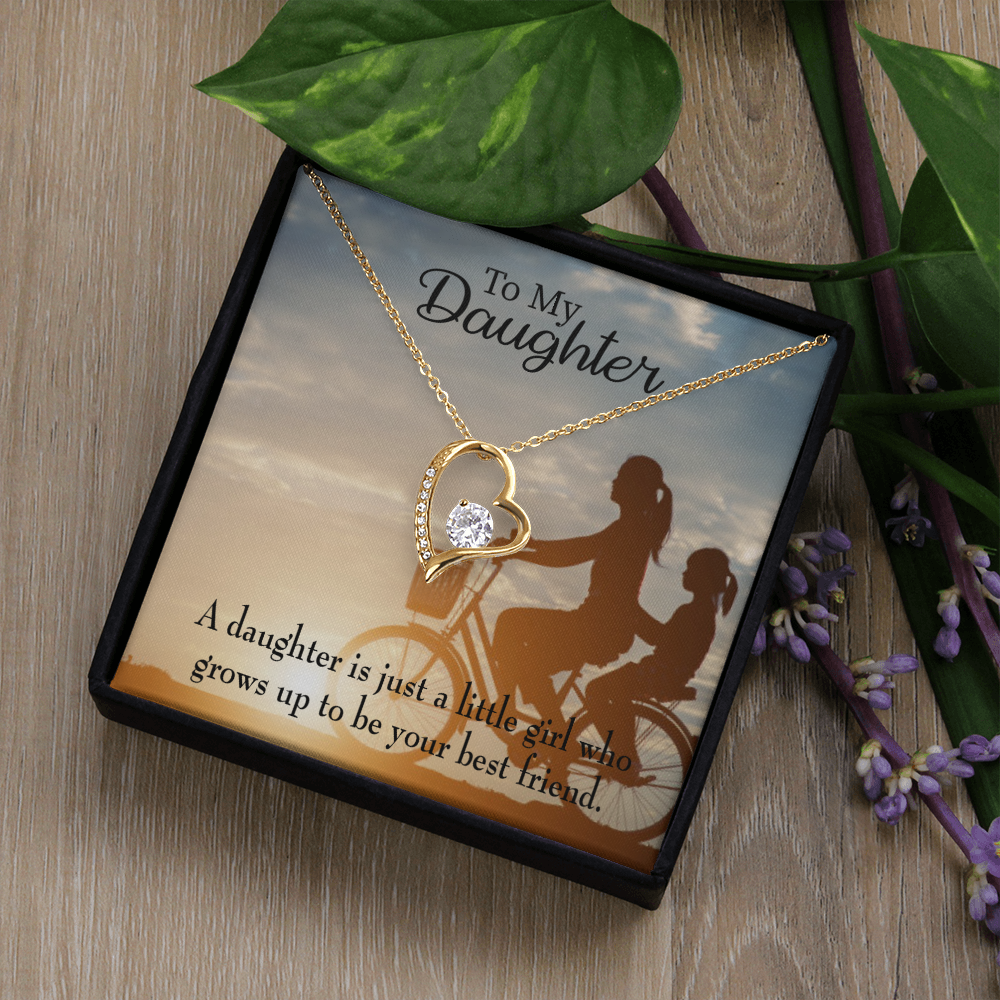 To My Daughter Mom's Little Girl Bestfriend Forever Necklace w Message Card-Express Your Love Gifts