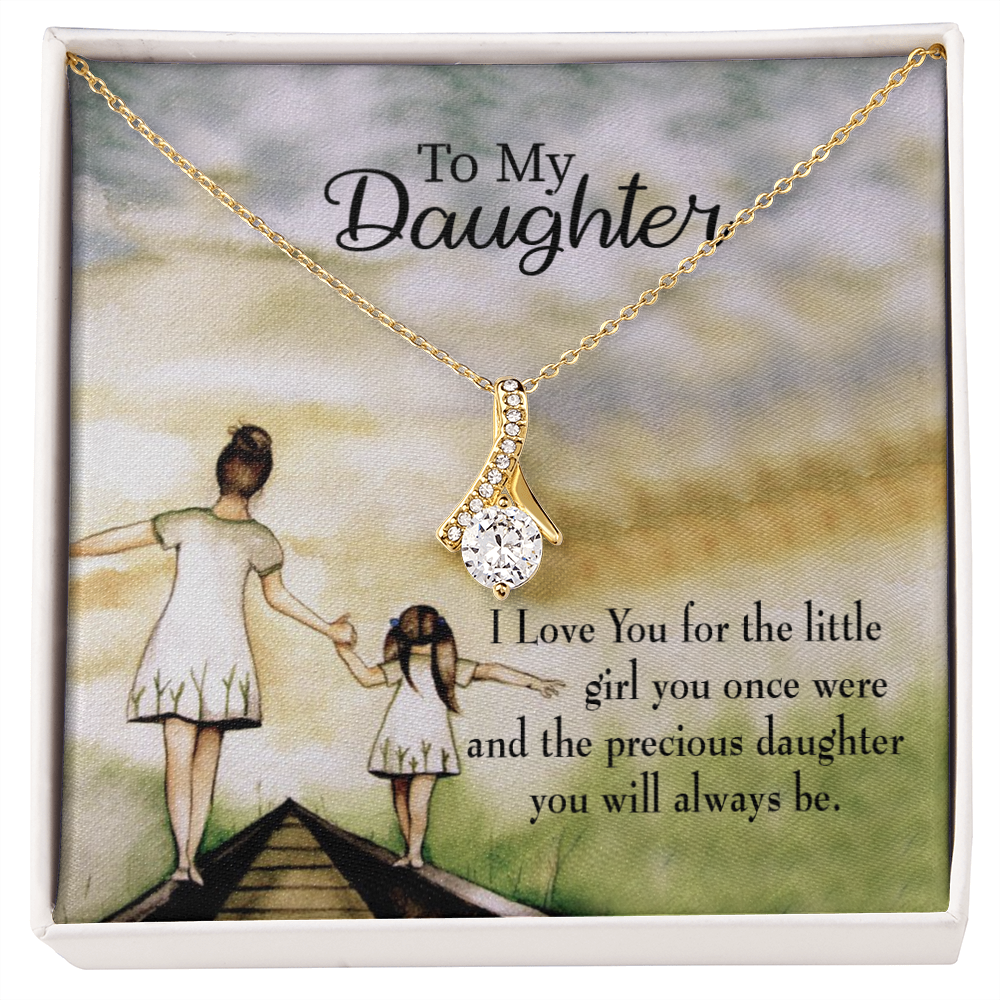 To My Daughter Mom's Precious Daughter Alluring Ribbon Necklace Message Card-Express Your Love Gifts