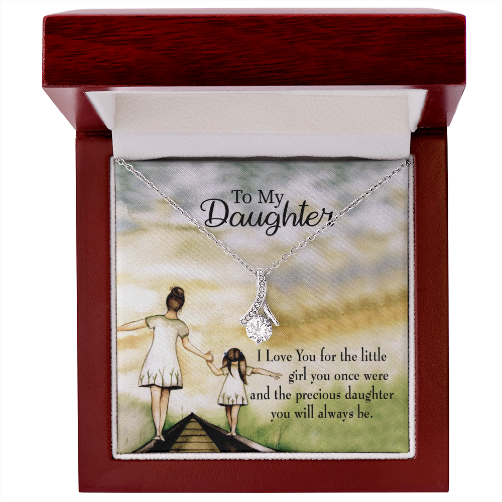 To My Daughter Mom's Precious Daughter Alluring Ribbon Necklace Message Card-Express Your Love Gifts