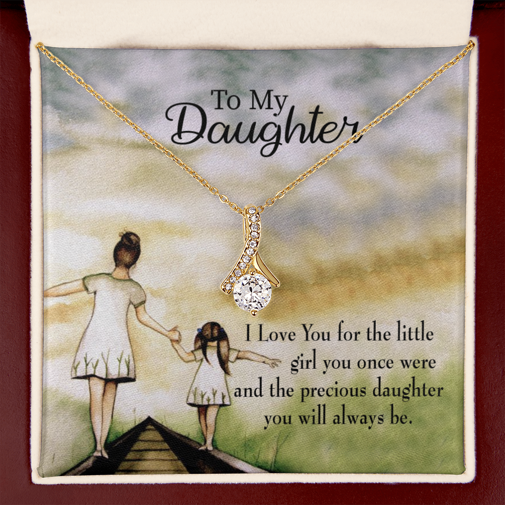 To My Daughter Mom's Precious Daughter Alluring Ribbon Necklace Message Card-Express Your Love Gifts