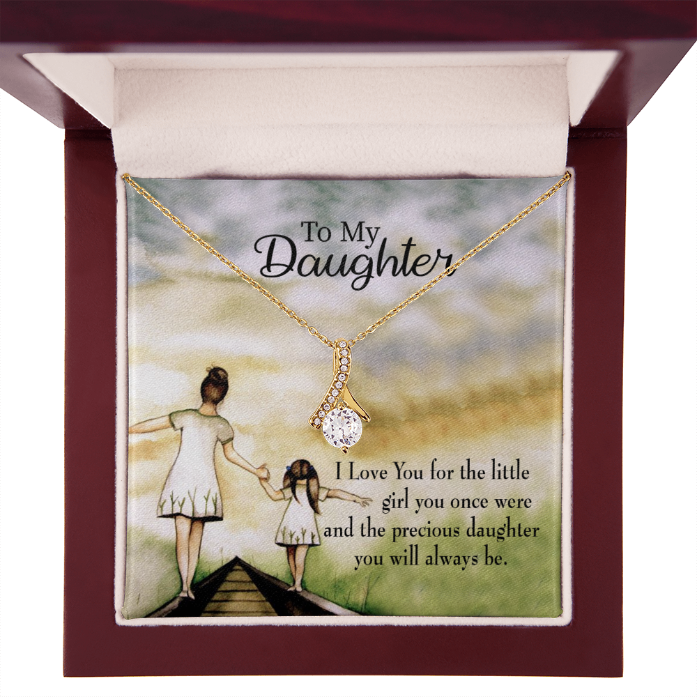 To My Daughter Mom's Precious Daughter Alluring Ribbon Necklace Message Card-Express Your Love Gifts