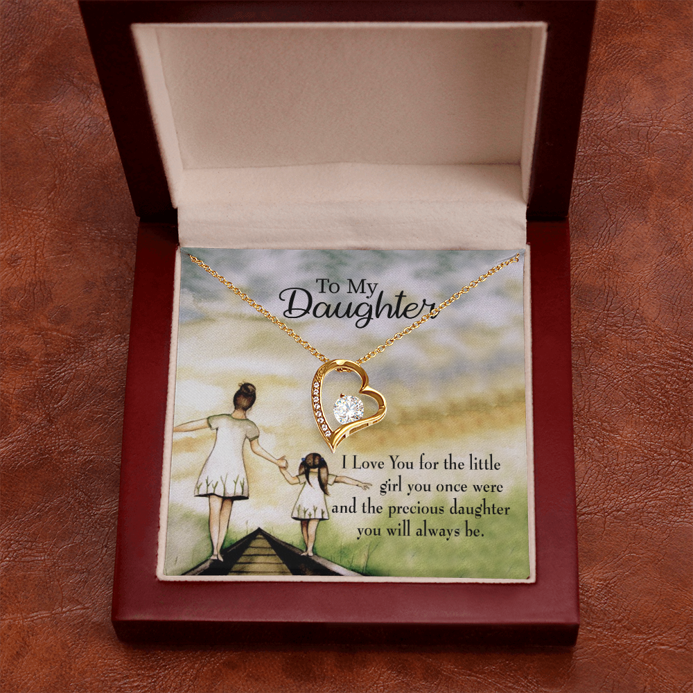 To My Daughter Mom's Precious Daughter Forever Necklace w Message Card-Express Your Love Gifts