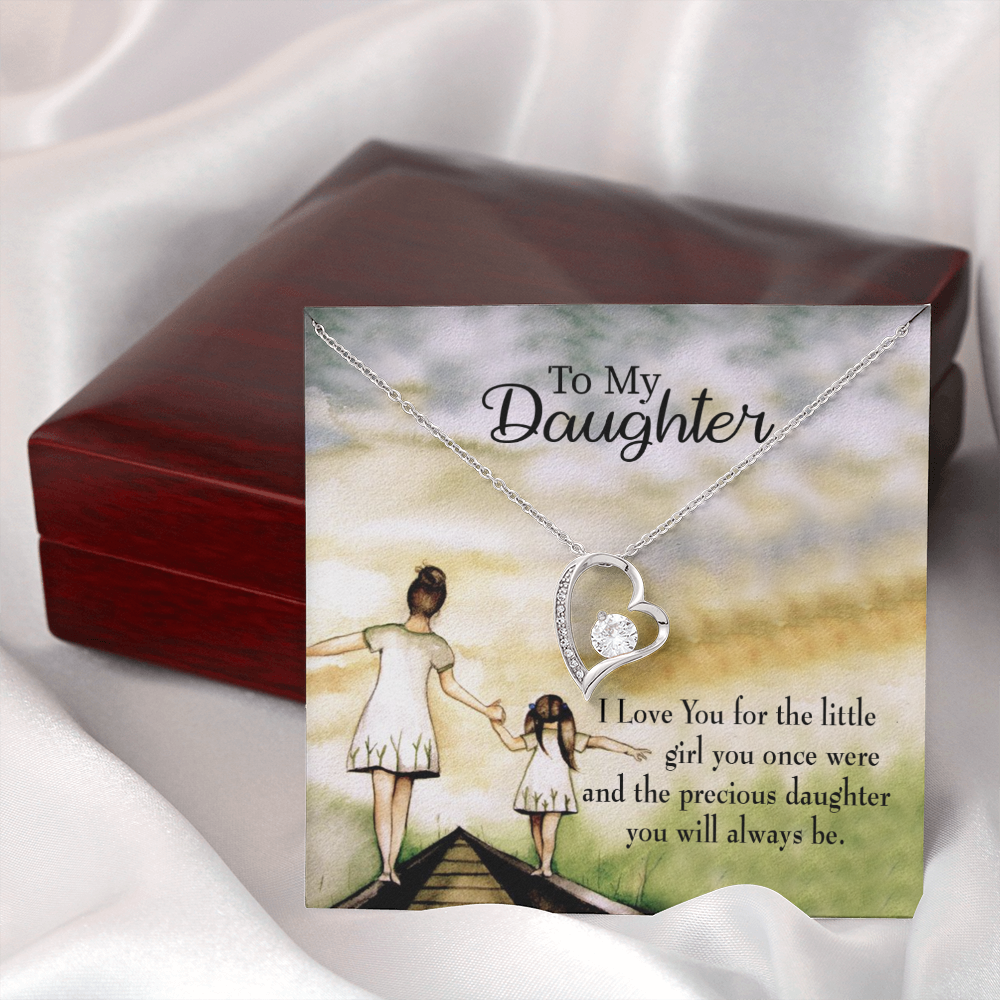 To My Daughter Mom's Precious Daughter Forever Necklace w Message Card-Express Your Love Gifts