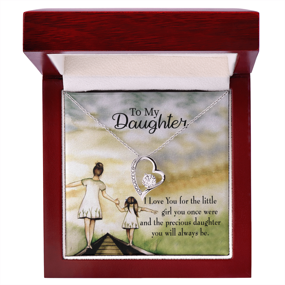 To My Daughter Mom's Precious Daughter Forever Necklace w Message Card-Express Your Love Gifts