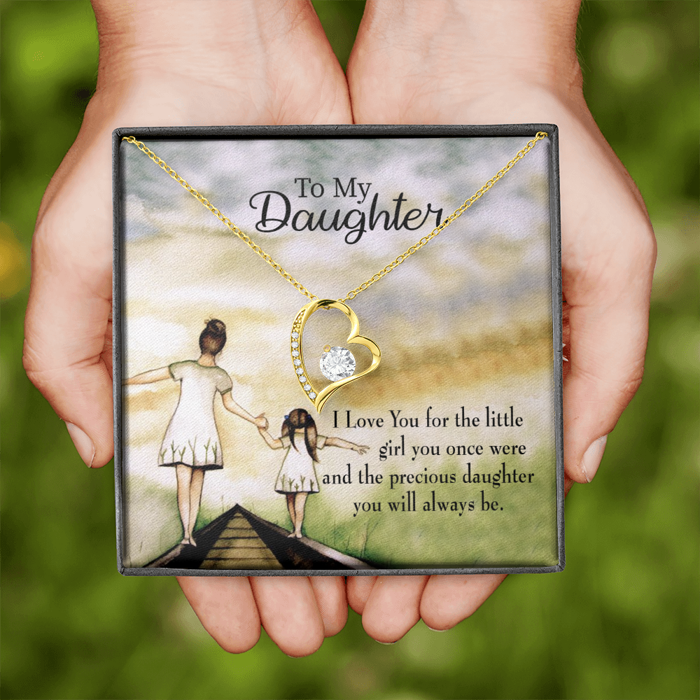 To My Daughter Mom's Precious Daughter Forever Necklace w Message Card-Express Your Love Gifts