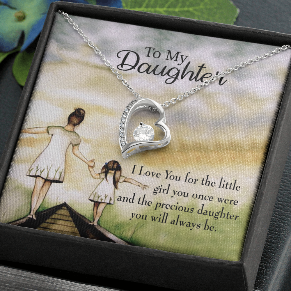To My Daughter Mom's Precious Daughter Forever Necklace w Message Card-Express Your Love Gifts