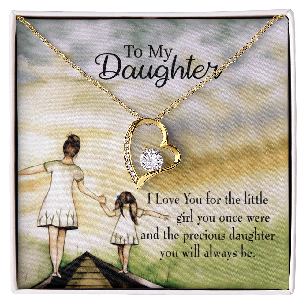 To My Daughter Mom's Precious Daughter Forever Necklace w Message Card-Express Your Love Gifts