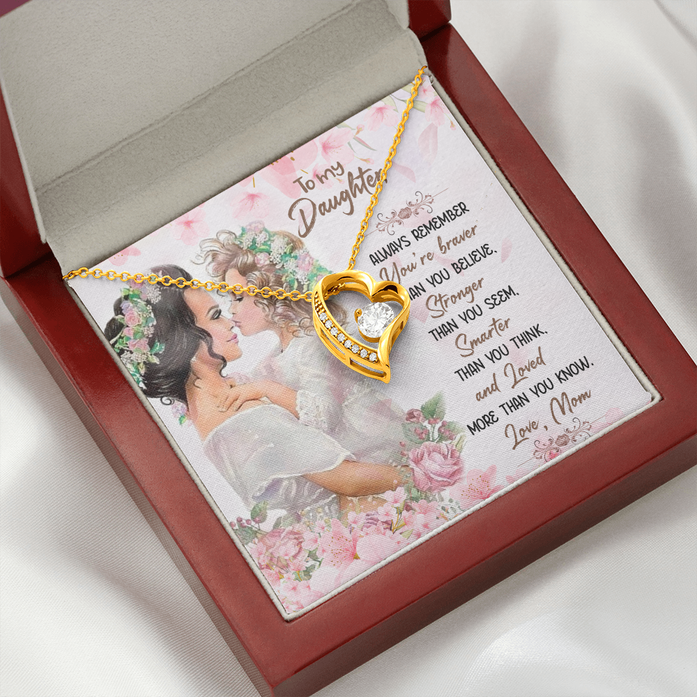 To My Daughter More Than You Know From Mom Forever Necklace w Message Card-Express Your Love Gifts