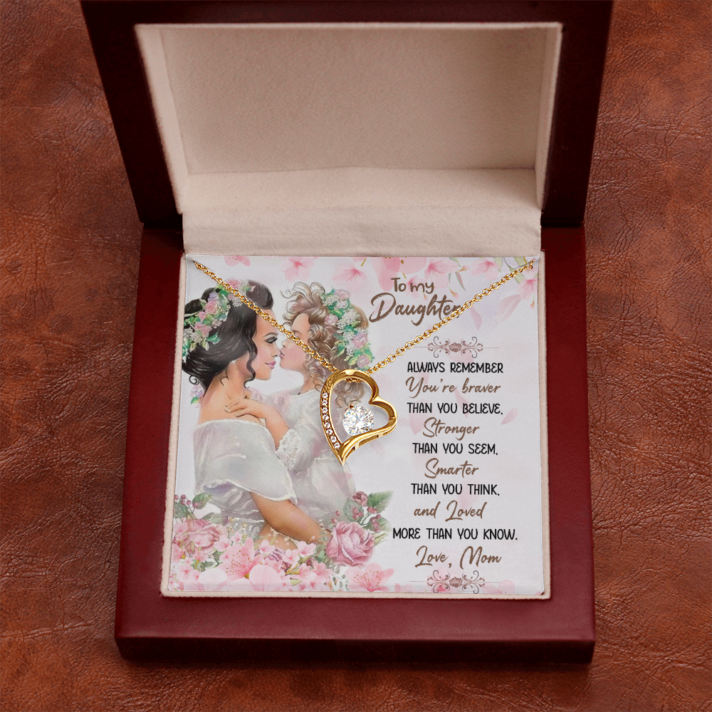 To My Daughter More Than You Know From Mom Forever Necklace w Message Card-Express Your Love Gifts