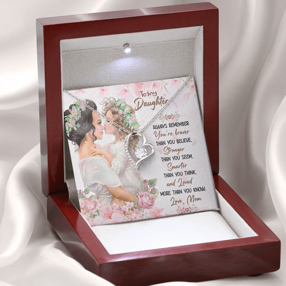 To My Daughter More Than You Know From Mom Forever Necklace w Message Card-Express Your Love Gifts