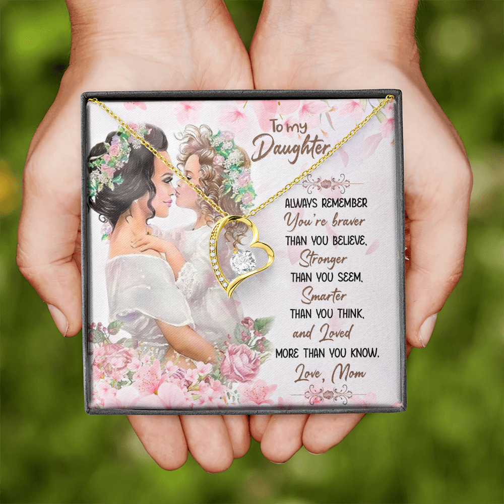 To My Daughter More Than You Know From Mom Forever Necklace w Message Card-Express Your Love Gifts