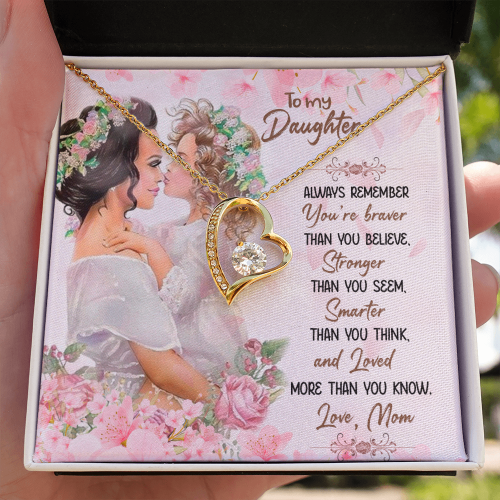 To My Daughter More Than You Know From Mom Forever Necklace w Message Card-Express Your Love Gifts