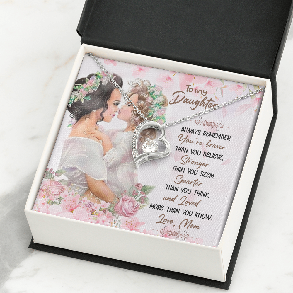 To My Daughter More Than You Know From Mom Forever Necklace w Message Card-Express Your Love Gifts