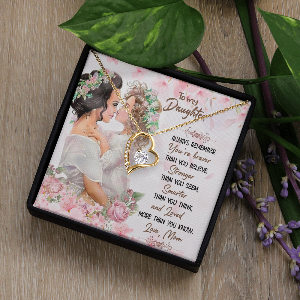 To My Daughter More Than You Know From Mom Forever Necklace w Message Card-Express Your Love Gifts